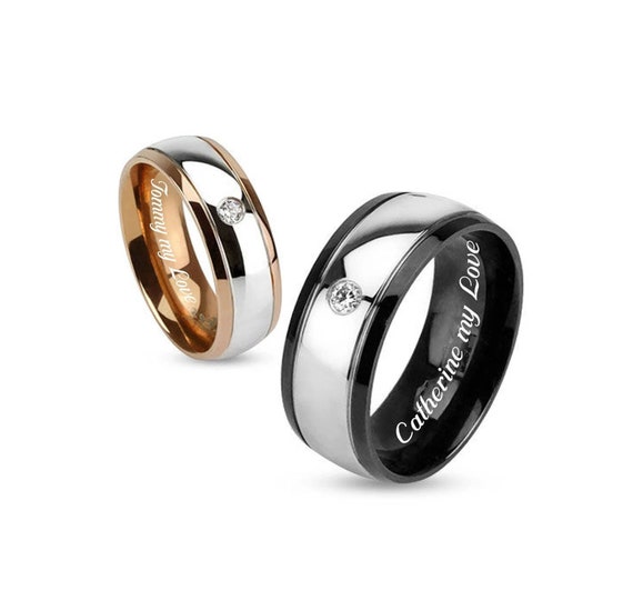 Buy Silver & Rose Gold Engraved Tungsten Ring Set Personalized Promise Rings  Wedding Band Engraved Ring Couples Custom Engagement Ring His Hers Online  in India - Etsy