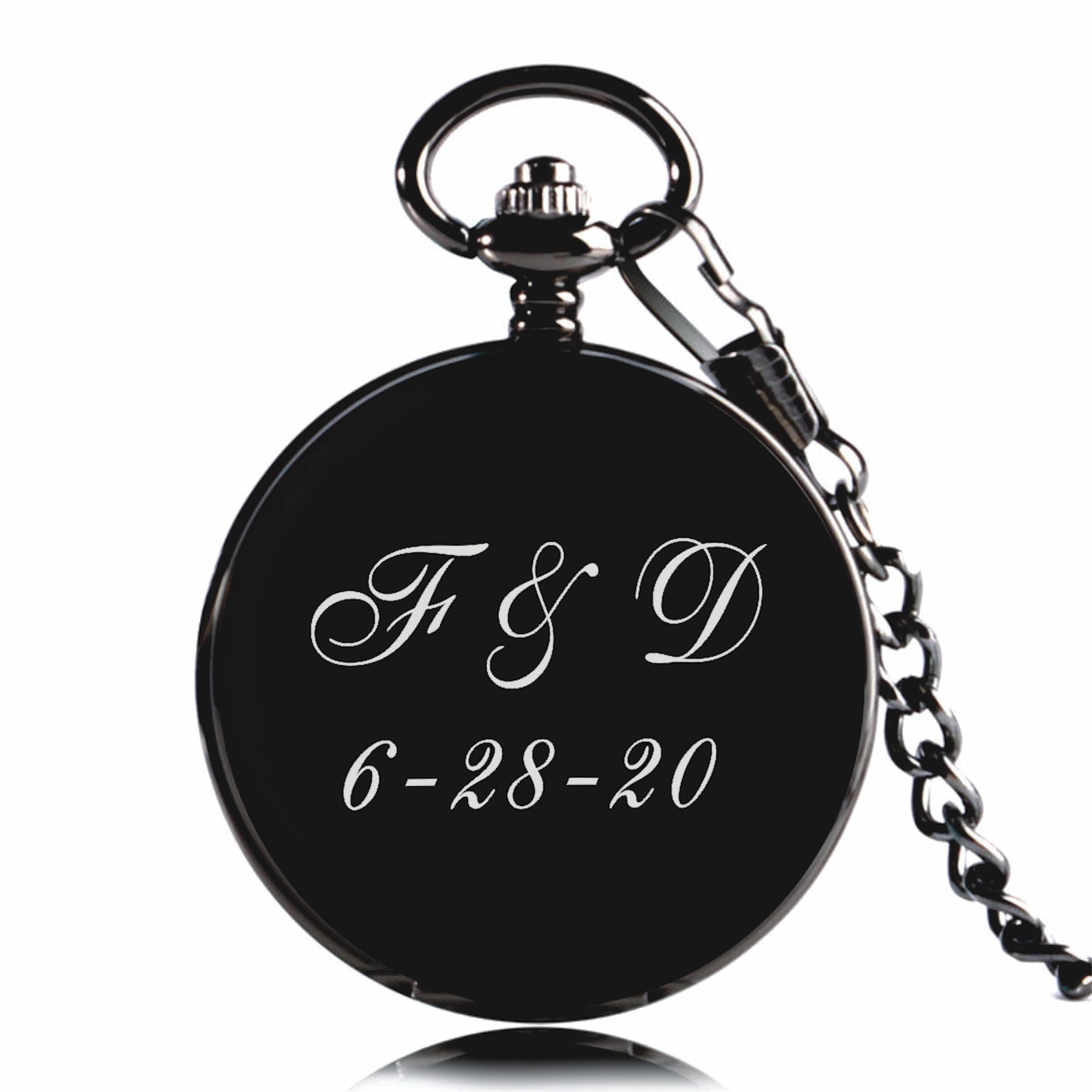 Engraved Pocket Watch Personalized Black Matte Pocket Watch Etsy
