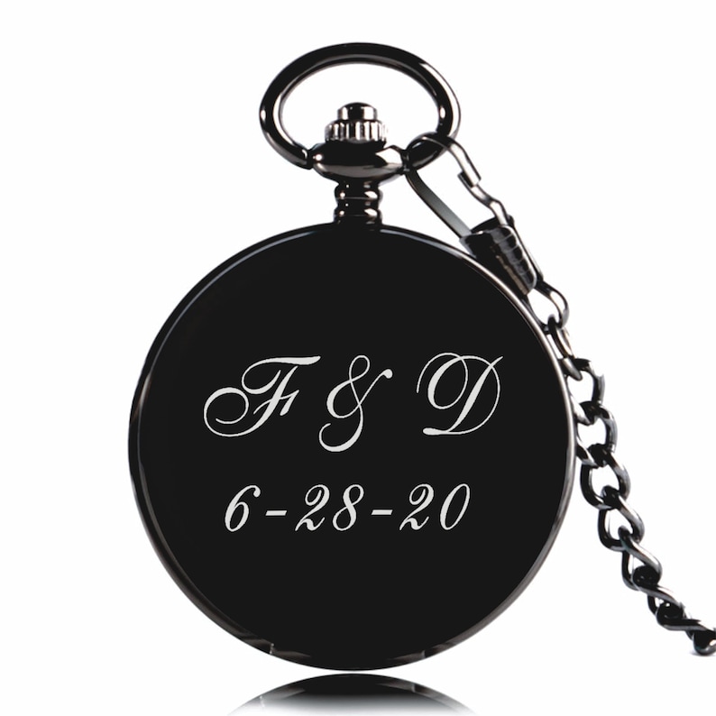 Engraved Pocket Watch Personalized Black Matte Pocket Watch Etsy