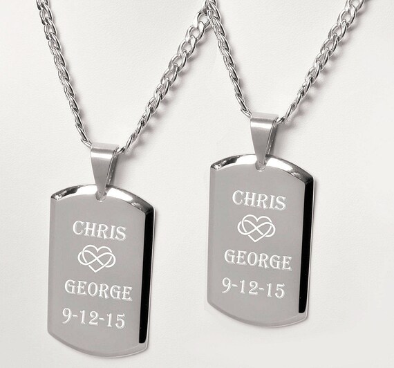 Silver dog outlet tag necklace engraved