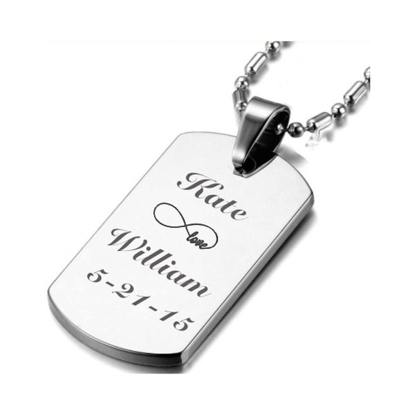 Custom Dog Tag, Small Silver Dog Tag Necklace Custom Engraved Free, Personalized Necklaces, Stainless Steel Dog Tags, Personalized Jewelry