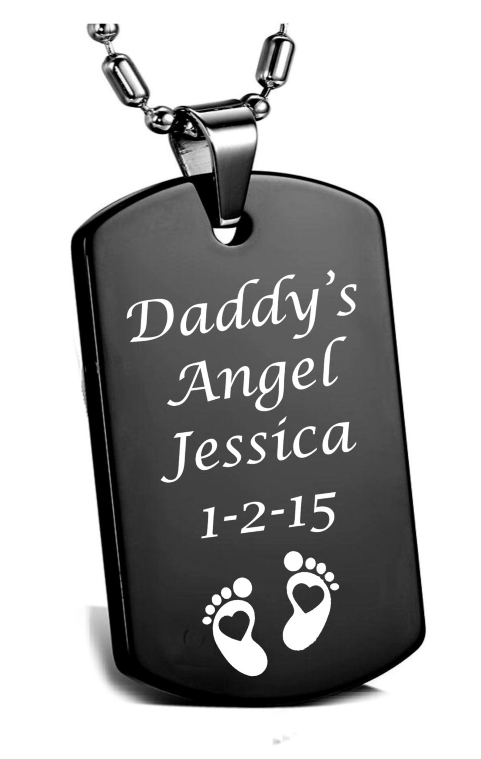 Engraved Dog Tag Personalized Black Dog Tag Necklace Custom Etsy