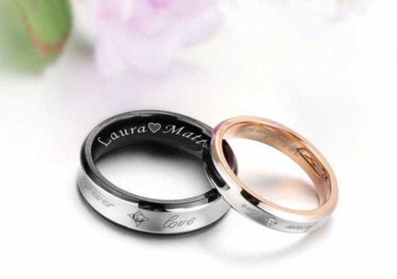 Engraved Promise Ring Personalized Sweetheart Couple's Etsy