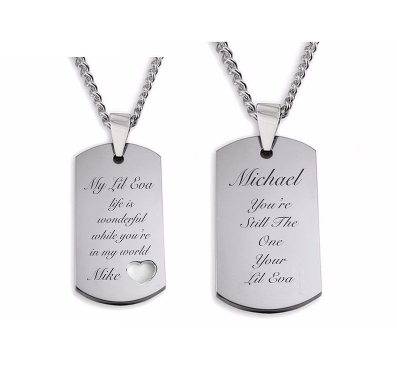 Couples Necklace Personalized Dog Tag Necklaces Silver His & Etsy
