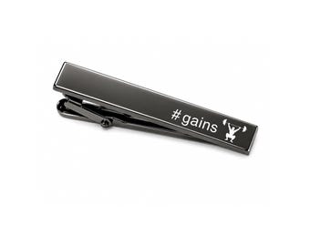 Personalized Weightlifter Gunmetal Tie Clip, Engraved Gift Buy 6 Get 7th Free
