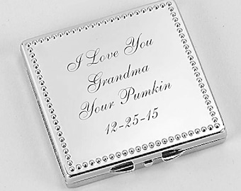 Personalized  Beaded Square Compact Compact  Mirror