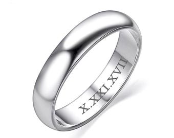 Personalized Stainless Steel Ring, Engraved Band, Promise Ring