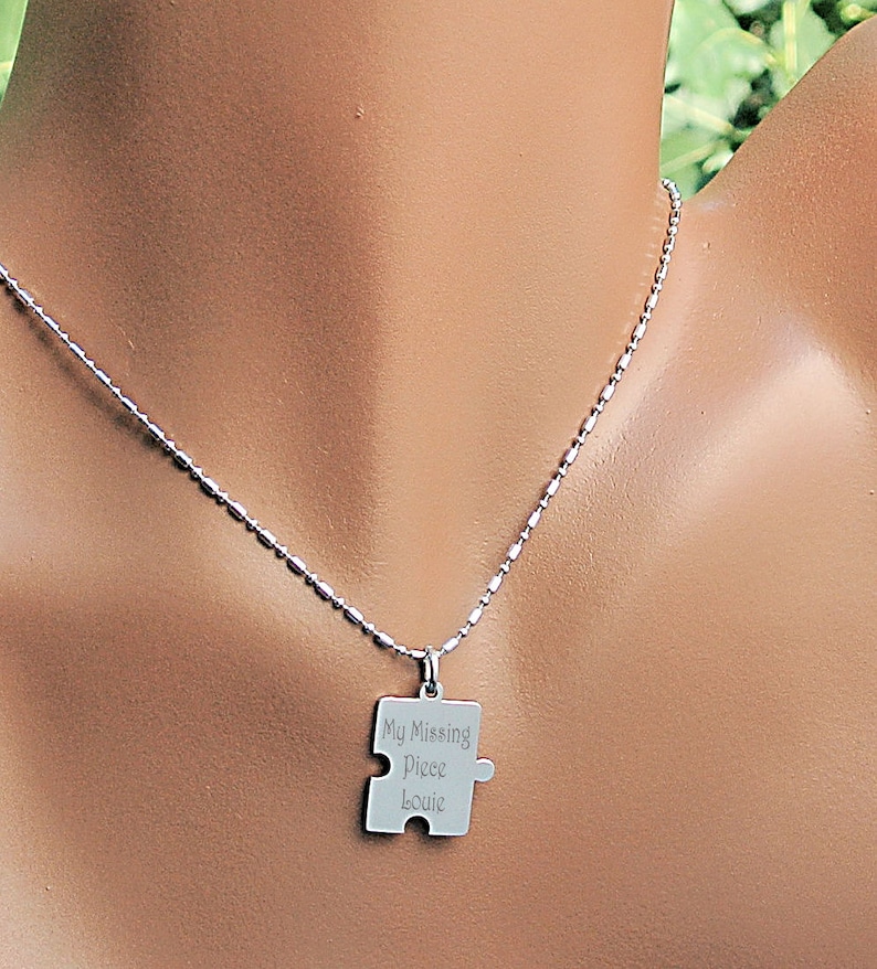 Puzzle Piece Necklace Personalized Puzzle Necklaces Silver Etsy