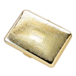 Cigarette Case Box Metal Retro King Size Double Sided Open Pocket Vintage  Golden