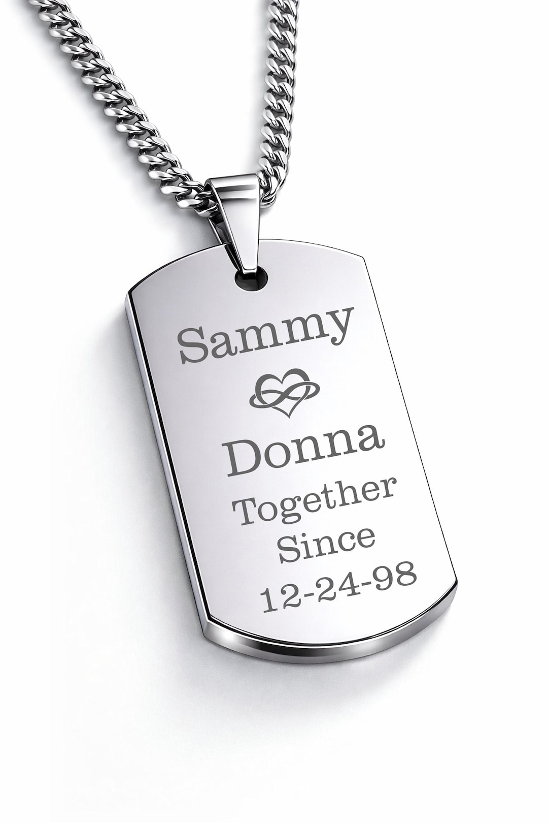 Engraved Men's Dog Tag Necklace Personalized Dog Tag Pendant