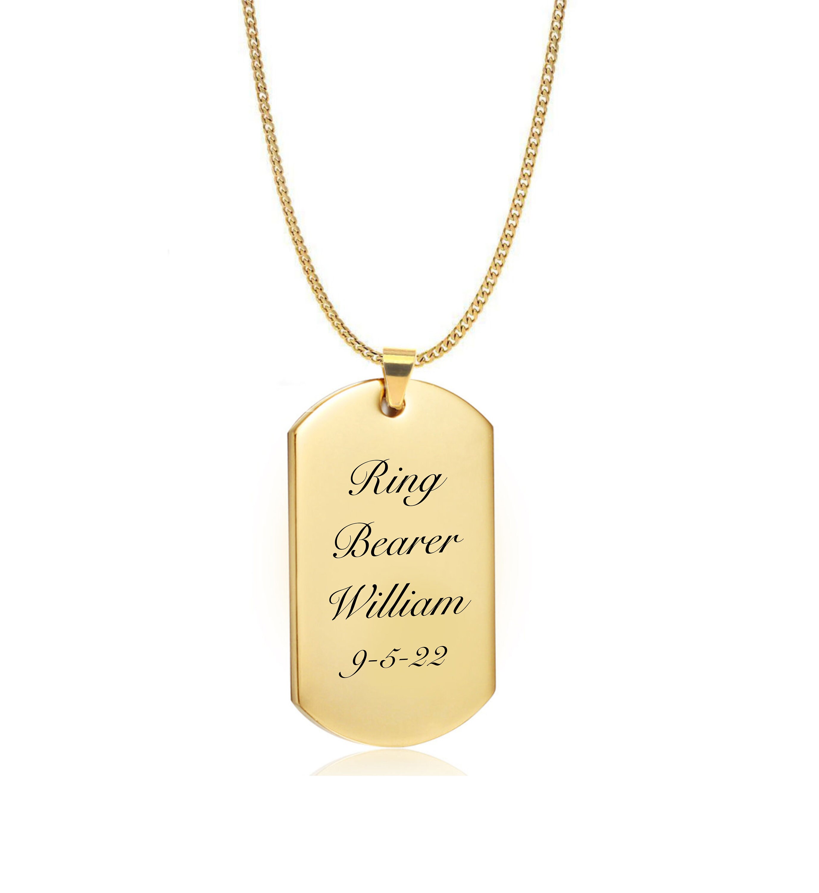 18K Gold Dog Tag Necklace Custom Dog Tag Personalized Engraved Solid 18K Gold Pendant for Men Gift Christmas for Women