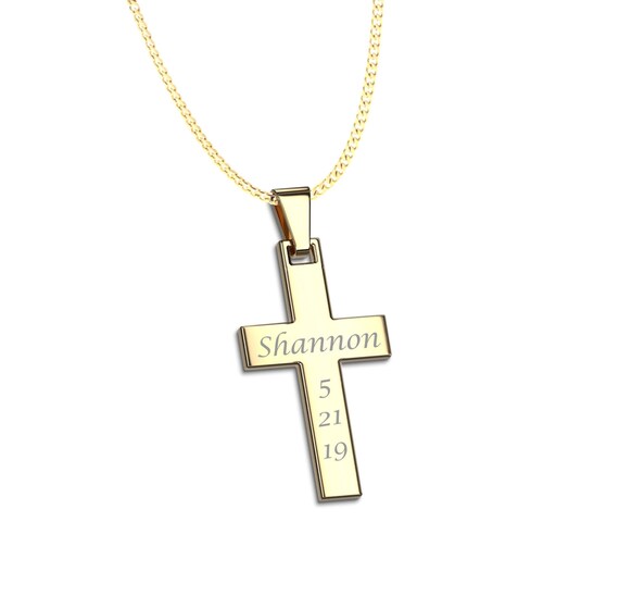 Gold Cross Necklace Personalized Cross 