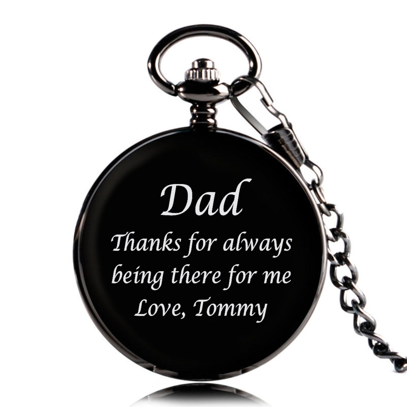Engraved Pocket Watch, Personalized Black Matte Pocket Watch Engraved