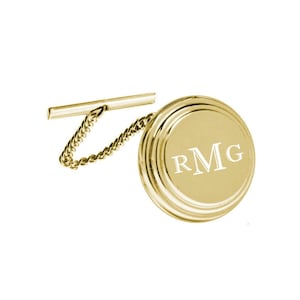 Personalized Gold Tie Tack, Engraved Monogram Tie Pin, Groomsmen Gift