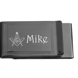 Freemason Money Clip, Personalized Money Clip, Engraved Money Clip, Double Sided Gunmetal Money Clip, Gifts For Masons, Custom Engraved Free