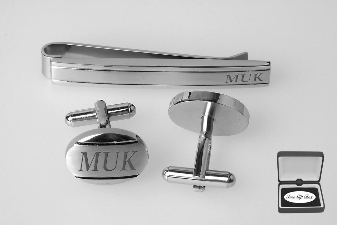 Personalized Cufflinks Engraved Tie Clip Monogrammed Etsy