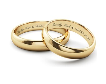 Juego de anillos de oro personalizados, anillos grabados