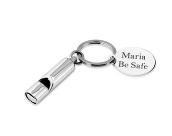 Dimension 9 Laser Engraved Anodized Rachel Metal Safety/Survival Whistle with Key Chain 