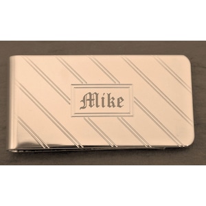 Personalized Gold Striped Money Clip Engraved Free / Order 6 of the same money clip or more and receive 7th free