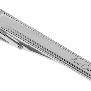 Personalized Tie Clip Engraved Silver Tie Clip For Groom Groomsman Best Man Gift Custom Tie Bar For Men Father's Day Gift Buy 6 Get 7th Free image 2