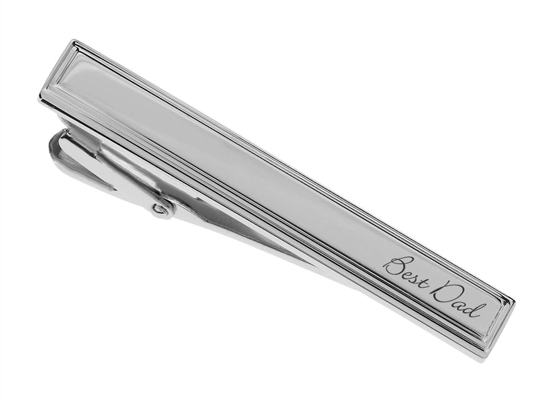 Personalized Tie Clip Engraved Silver Tie Clip For Groom Groomsman Best Man Gift Custom Tie Bar For Men Father's Day Gift Buy 6 Get 7th Free image 2