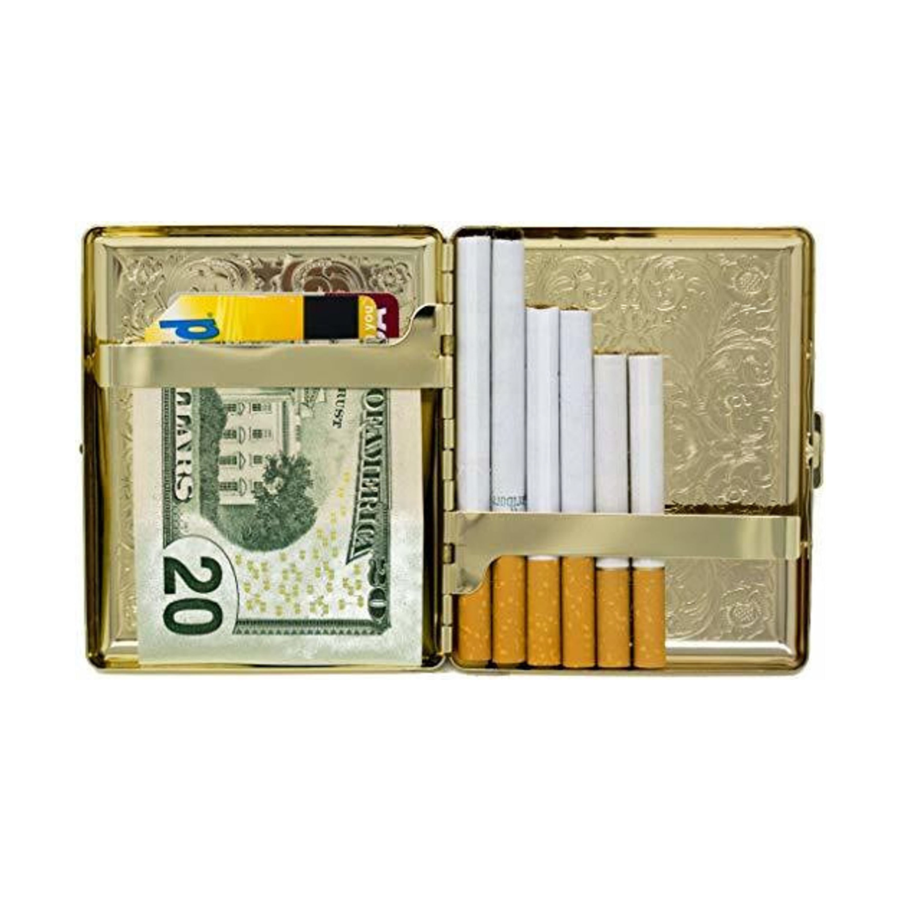 Engraved Gold Paisley Cigarette Case, Personalized Smoker Gift