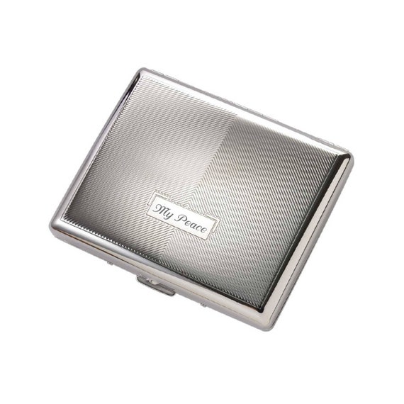 modern cigarette case Personalized Modern Double Sided Silver Cigarette Case, Custom Engraved  Gift for Smoker