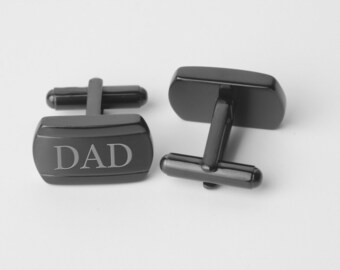 Personalized Cufflinks, Engraved Cufflinks, Gunmetal Cufflinks - Black Cufflinks, Monogrammed Cufflinks, Wedding GIfts - Buy 6, Get 7th Free