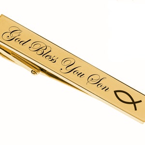 Engraved Jesus Fish Tie Clip - Ichthus Tie Clip - Personalized Gold Tie Clip - Religious Gifts - Gifts For Christians - Buy 6 Get 7th Free