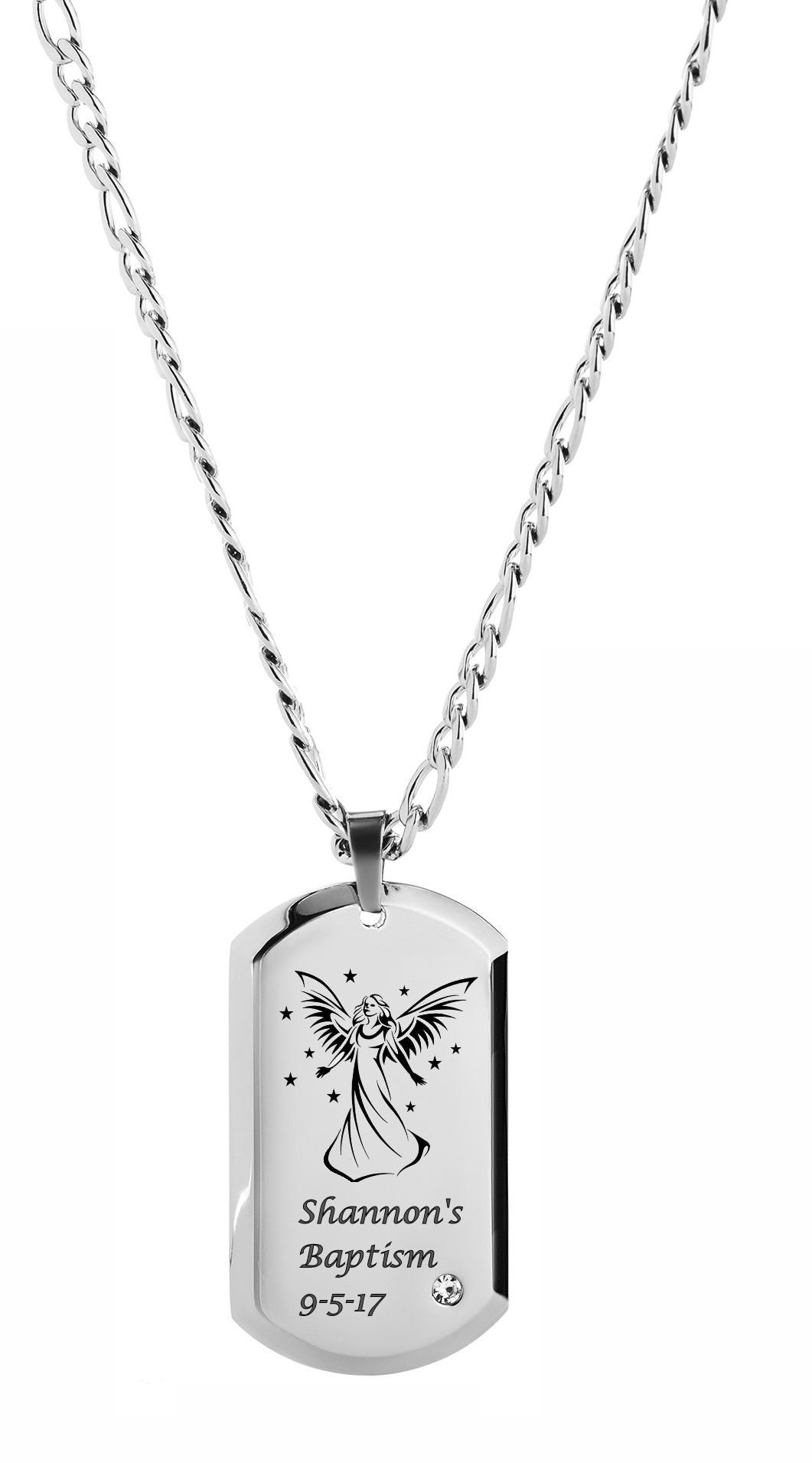 Personalized guardian angel necklace Clearance