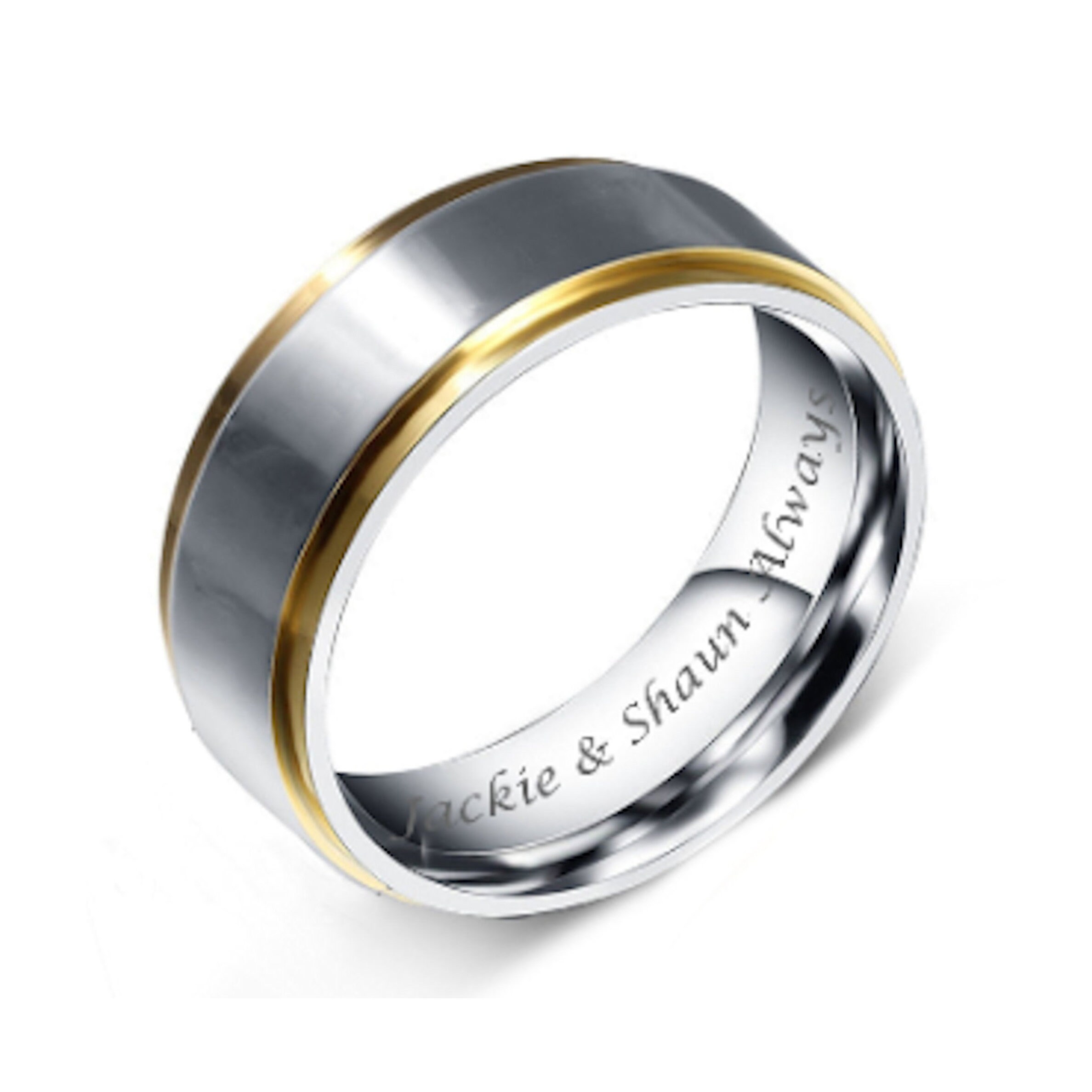 Engraved Promise Ring Personalized Promise Ring Two Tone Etsy