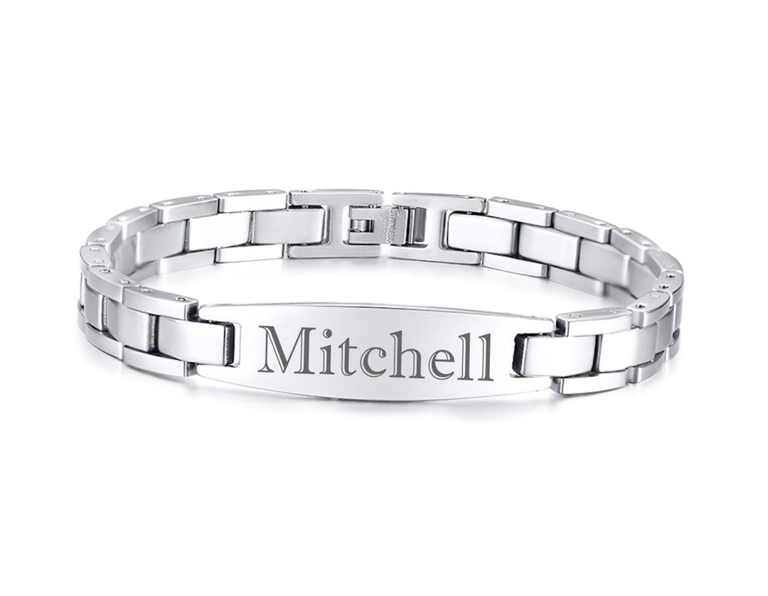 Personalized Bracelet Men's Stainless Steel ID Bracelet Etsy