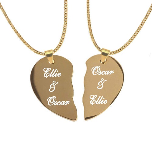 Gold Broken Heart Necklace Personalized 