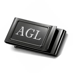 Personalized Gunmetal Money Clip, Engraved Double Sided Clip, Father's Day Gift