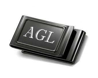 Personalized Gunmetal Money Clip, Engraved Double Sided Clip, Father's Day Gift