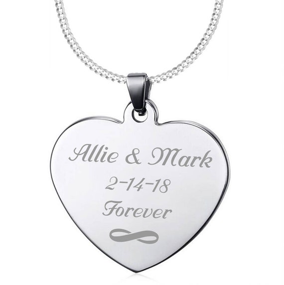 Heart Shaped Photo Engraved Pendant Necklace Sterling Silver – Admire  Jewelry