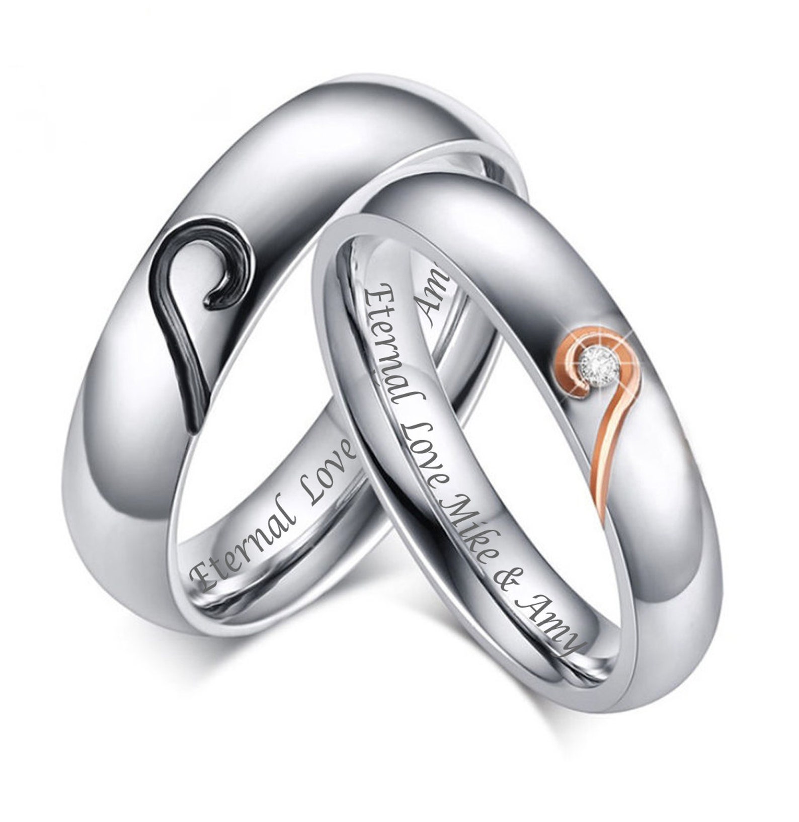 Sweetheart Couple's Ring Set Personalized His and Hers Rings Custom Sweetheart Couple's Ring Set Personalized His and Hers Rings Custom