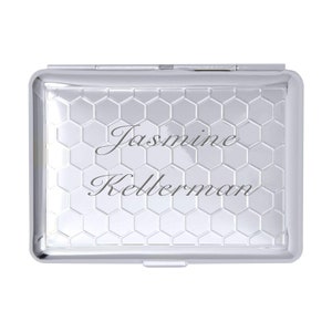 Custom Engraved Cigarette Case Flip Open Double Sided Silver Honeycomb Cigarette Case Engraved Cigarette Holder, Personalized Cigarette Case