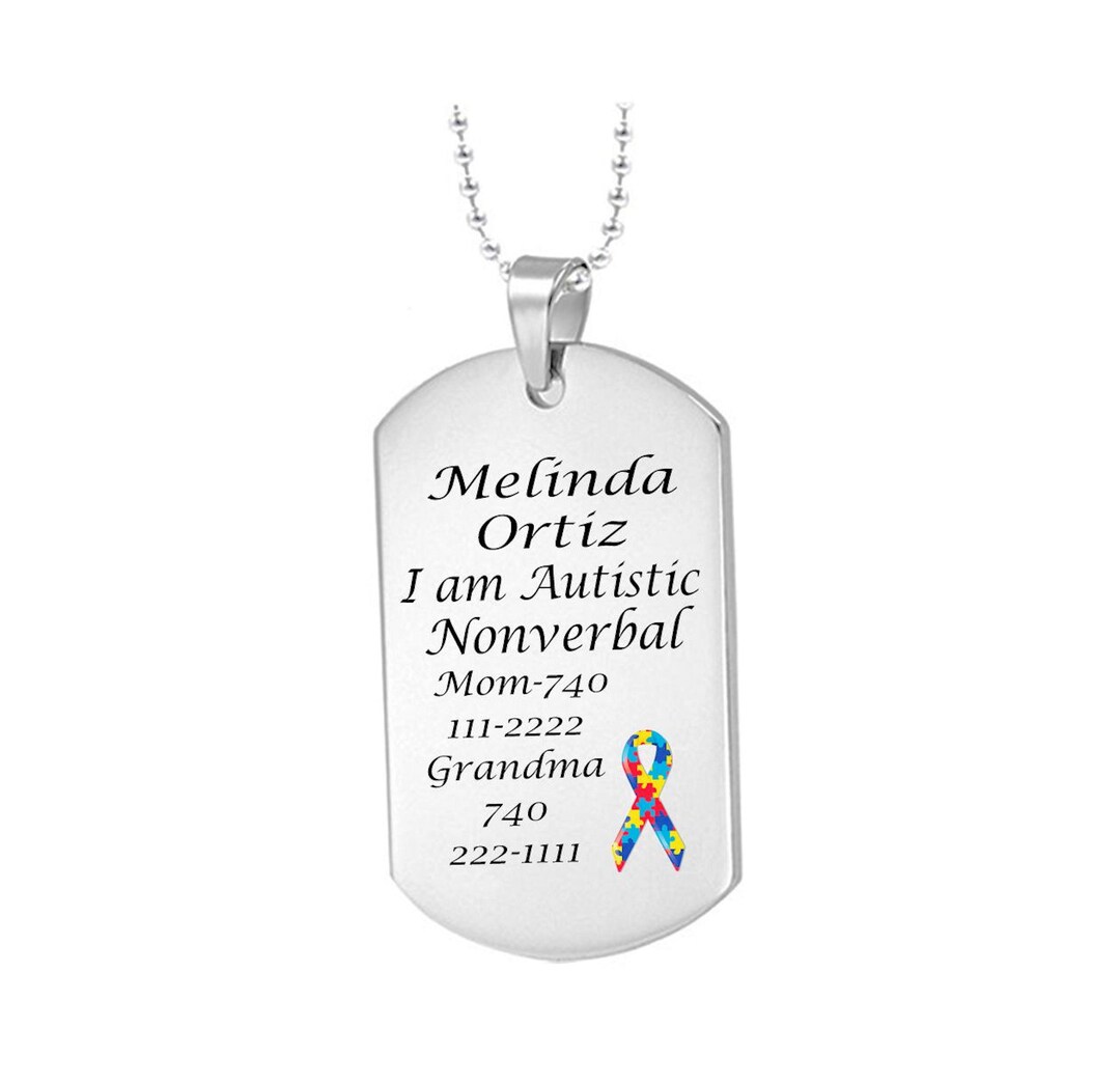 Personalized Autism Awareness Dog Tag Necklace, Medical ID, Free ...