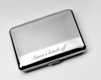 Silver Personalized Cigarette Case, Engraved Cigarette Holder