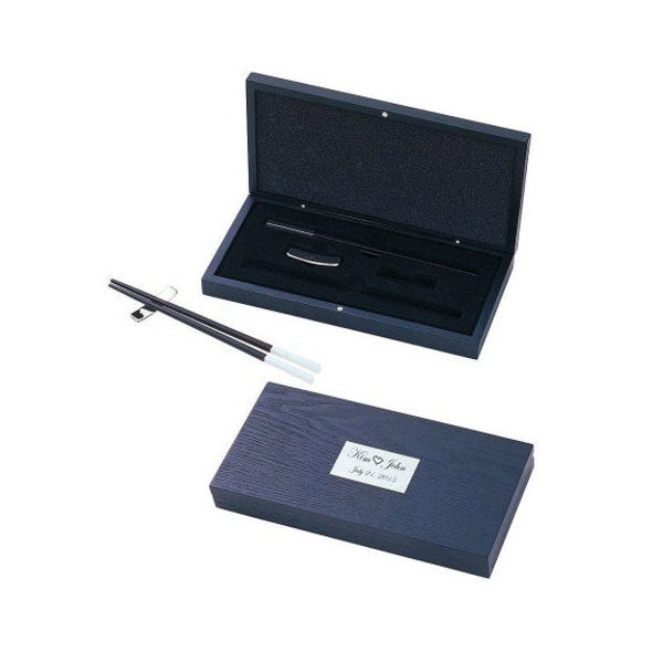 Engraved Lovely Chopstick Set In Wodden Box For Two