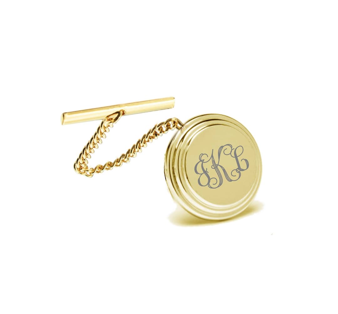 Engraved Gold Tie Pin Personalized Tie Tack Monogrammed Tie Pin