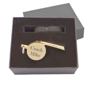 Personalized Gold Coach Whistle With Lanyard, Custom Engraved Coach&#39;s Whistle, Engraved Gold Whistle, Gifts For Coaches, Referees, Officials