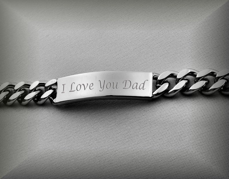 Engraved ID Bracelet, Personalized Men's Bracelet, Silver Men's Bracelet, Stainless Steel ID Bracelet, Custom ID Bracelet, Father's Day Gift 