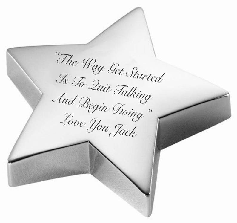 Personalized Silver Star Paperweight Custom Engraved Free, Engraved Paperweight, Star Shaped Paperweight, Engraved Paperweight image 2