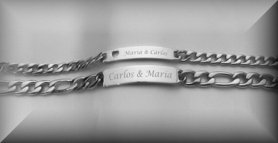 Personalized Bracelet Set Silver His 