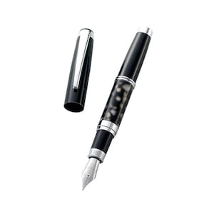 Personalized Black Lacquer/White Marbleized Middle Brass Barrel Fountain  Pen Engraved Free, Custom Engraved Pen, Teachers Gift