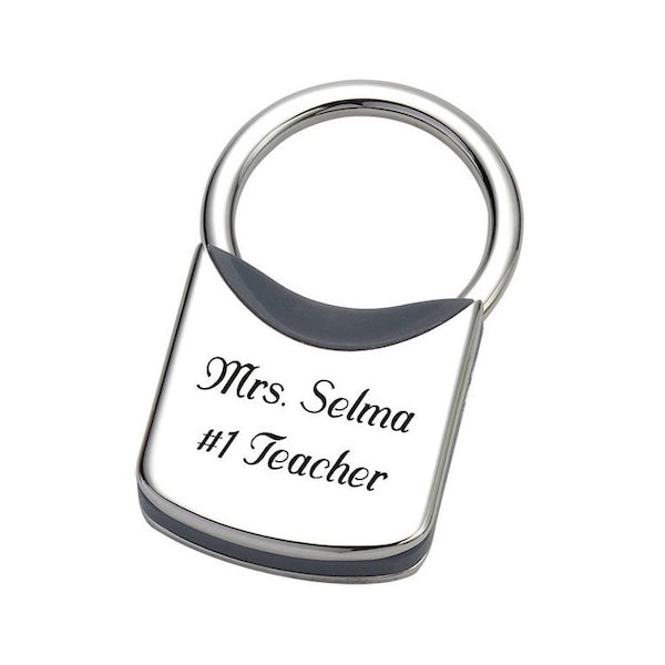 Personalized Keychain Silver & Gray Key Ring Custom Engraved Keychain Silver Padlock Keyring Silver Keychain Fob Gift With Free Engraving