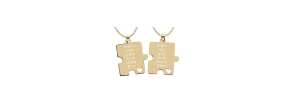 Gold puzzle piece necklace for couples deals
