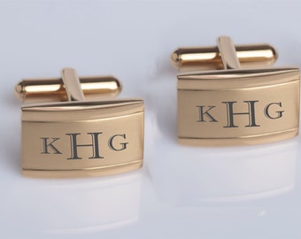 Personalized Cufflinks, Engraved Cufflinks, Gold Cufflinks, Monogrammed Cufflinks, Groomsman Gifts, Wedding Gifts - Buy 6, Get 7th Free